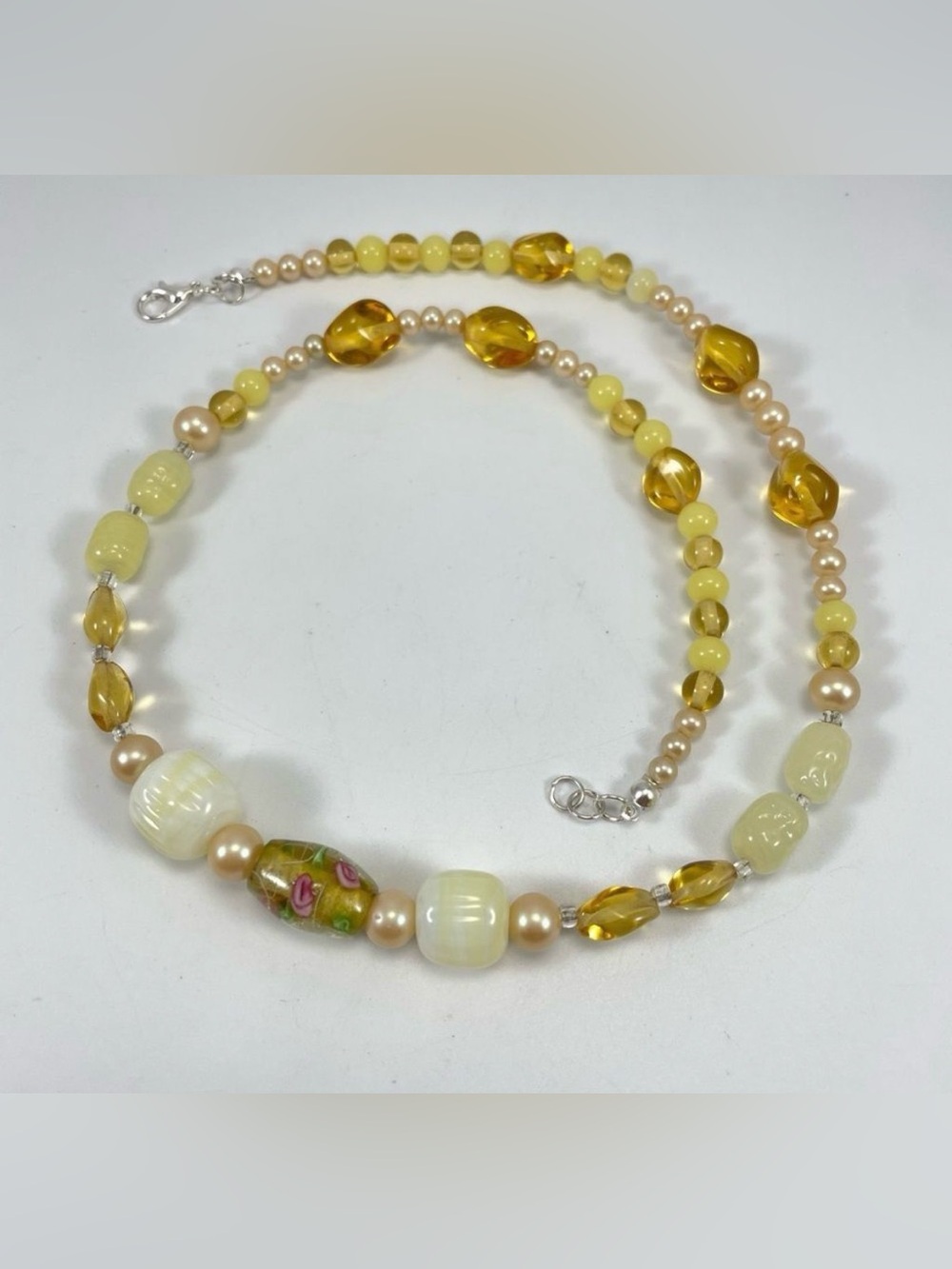 Repurposed Hand Crafted Japan Vintage Glass Beaded Glass Pearl Beaded Necklace